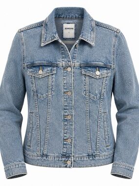 Sonoma Classic Light Blue Distressed Denim Jacket LG NWOT